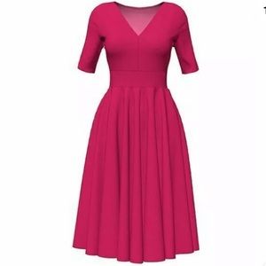 Bella Flore Fuchsia V-Neck Swing Midi Dress  XL